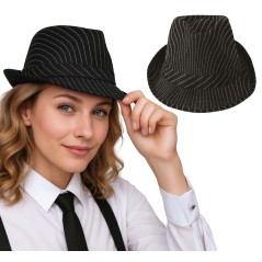 Sombrero ganster a rayas negro mascota-Tus Disfraces baratos