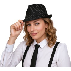 Sombrero ganster a rayas negro mascota
