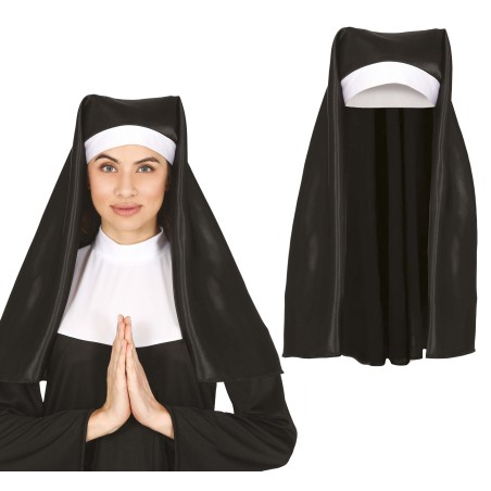 Cofia de monja negra para adulto-Tus Disfraces baratos