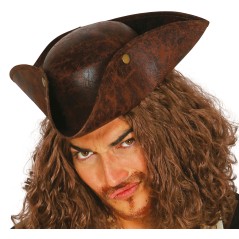 Sombrero corsario pirata 3 puntas simil piel-Tus Disfraces baratos
