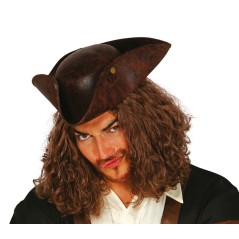 Sombrero corsario pirata 3 puntas simil piel