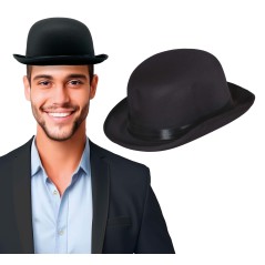 Bombin negro alta calidad raso sombrero-Tus Disfraces baratos