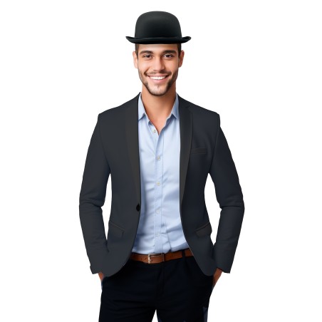 Bombin negro alta calidad raso sombrero