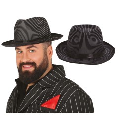 Sombrero gangster rayas negro alta calidad-Tus Disfraces baratos