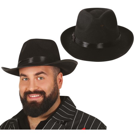 Sombrero ganster negro cinta negra michael-Tus Disfraces baratos