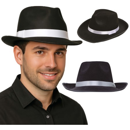 Sombrero rey del pop negro cinta blanca-Tus Disfraces baratos