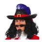 Sombrero fieltro mosquetero negro cinta roja pluma