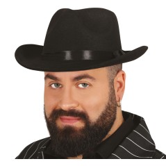 Sombrero ganster negro de tela-Tus Disfraces baratos