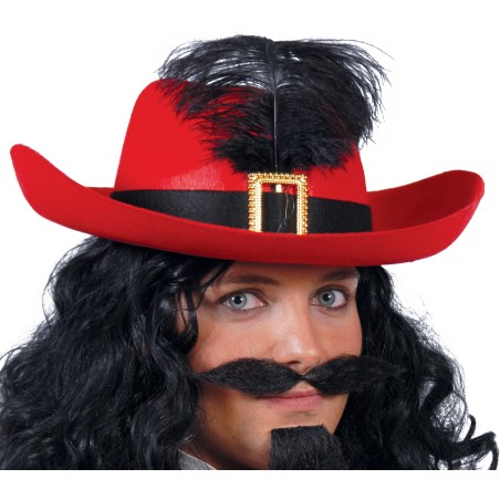 Sombrero mosquetero rojo espadachin-Tus Disfraces baratos