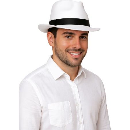 Sombrero rey del pop blanco cinta negra gangster