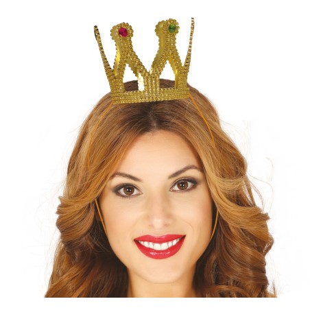Diadema tiara corona oro princesa o reina-Tus Disfraces baratos