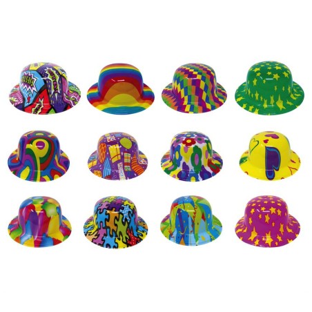 Sombrero bombin plastico colores surtidos fiesta-Tus Disfraces baratos