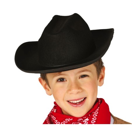 Sombrero vaquero infantil fieltro negro-Tus Disfraces baratos