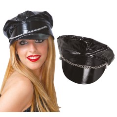 Gorra sado vinilo negro con cadena-Tus Disfraces baratos