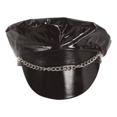 Gorra sado vinilo negro con cadena-Tus Disfraces baratos