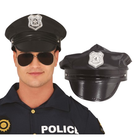Gorra policia negra gorro poli-Tus Disfraces baratos