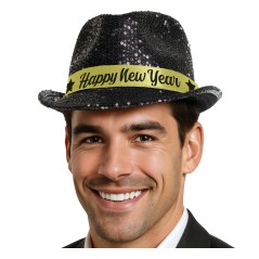 Sombrero gangster cotillon negro lenteelas-Tus disfraces