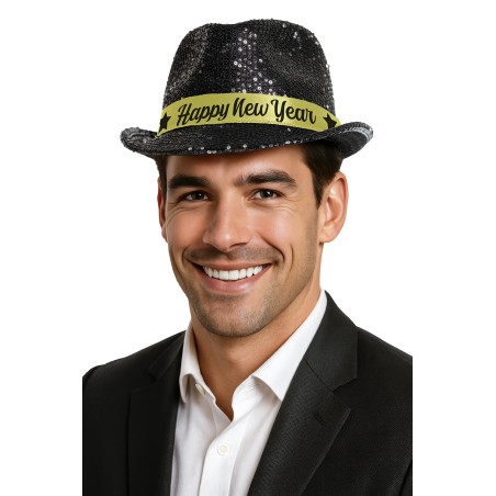 Sombrero gangster cotillon negro lenteelas