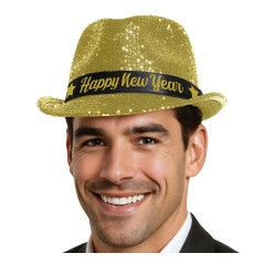 Sombrero gangster cotillon oro lenteelas-Tus disfraces
