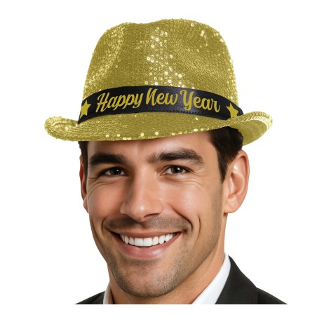 Sombrero gangster cotillon oro lenteelas-Tus disfraces