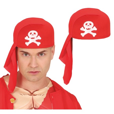Gorro pirata rayas rojo negro pañuelo-Tus Disfraces baratos