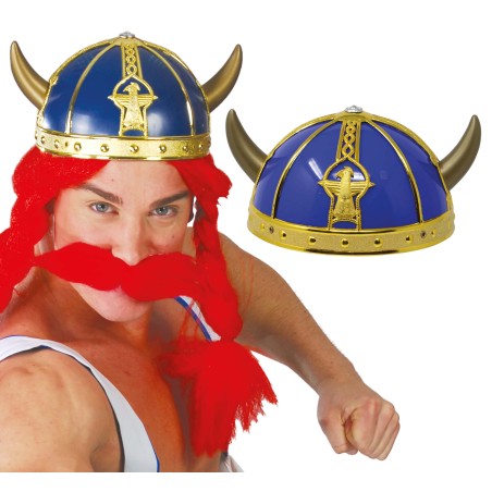 Casco galo azul obelix plastico duro-Tus Disfraces baratos