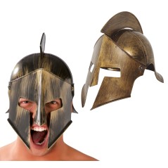 Casco espartano dorado plastico duro griego-Tus Disfraces baratos