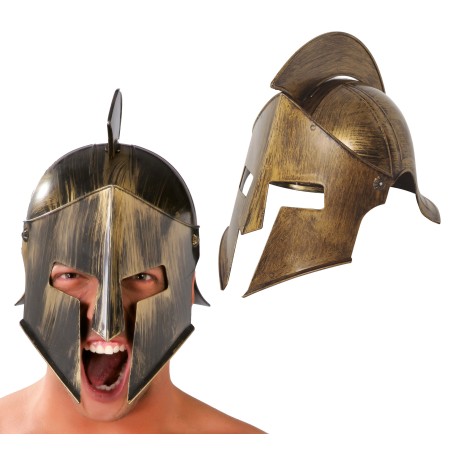 Casco espartano dorado plastico duro griego-Tus Disfraces baratos
