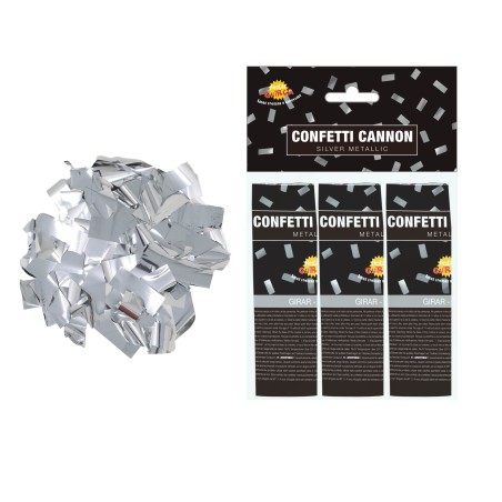 Cañon confeti plata mini 3 uds 10,5 cm-El Informal
