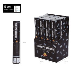 Cañon confeti plata metalico 40 cm