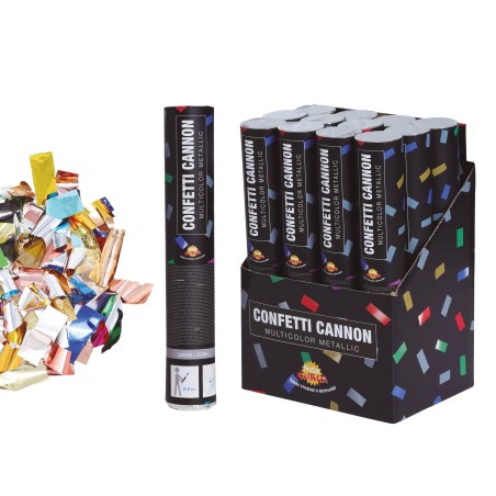 Cañon confeti multicolor metalico 40 cm-El Informal