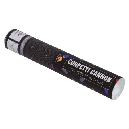 Cañon confeti multicolor metalico 40 cm
