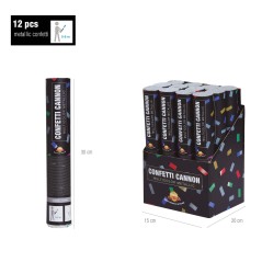 Cañon confeti multicolor metalico 40 cm-El Informal