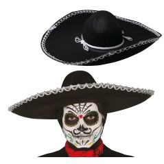 Sombrero mariachi mejicano fieltro negro 55 cm-Tus Disfraces baratos