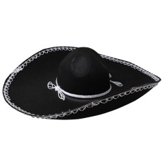Sombrero mariachi mejicano fieltro negro 55 cm-Tus Disfraces baratos