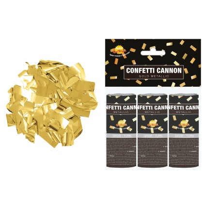 Cañon confeti oro mini 3 uds 10,5 cm-El Informal