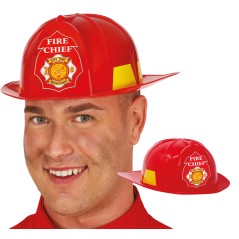 Casco bombero plastico duro sombrero rojo-Tus Disfraces baratos