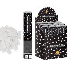 Cañon de confeti rectangular blanco 40 cm-El Informal