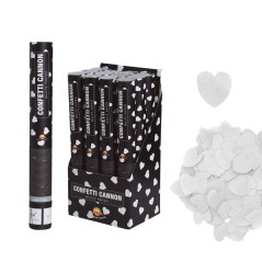Cañon confeti corazones blancos 40 cm-El Informal
