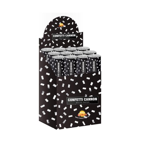 Cañon de confeti rectangular blanco 40 cm