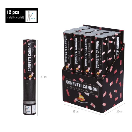 Cañon confeti oro rosa metalico 40 cm