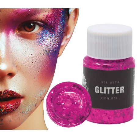 Glitter Fucsia en gel-Tus disfraces baratos