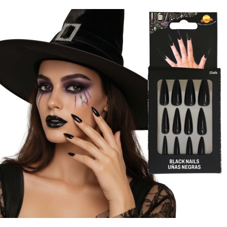 Uñas negras postizas bruja-Tus disfraces baratos