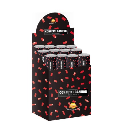 Cañon de confeti rectangular rojo 40 cm