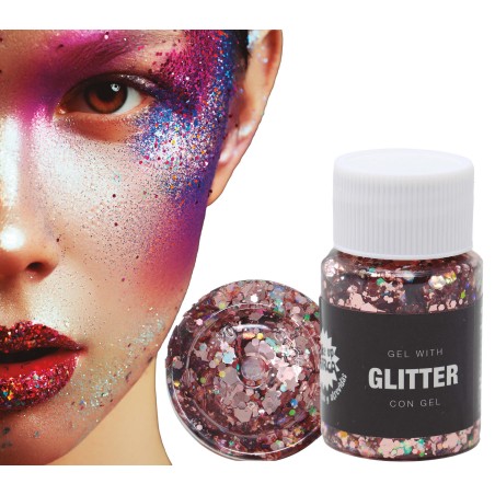 Glitter Oro rosa en gel-Tus disfraces baratos