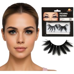 Pestañas negras de plumas postizas-Tus disfraces baratos