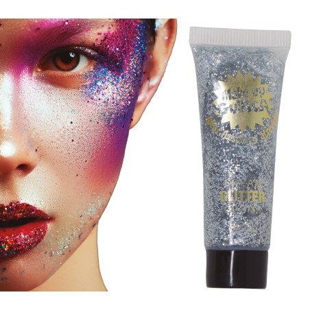 Maquillaje glitter plata -Tus Disfraces Baratos