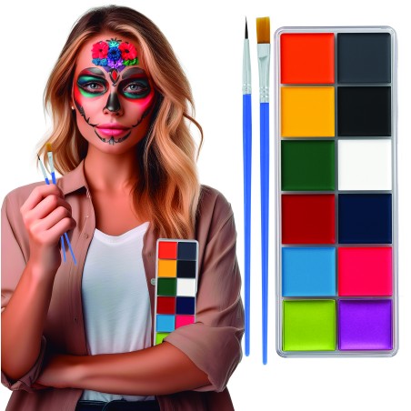 Set maquillaje 12 colores con pinceles -Tus disfraces