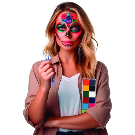 Set maquillaje 12 colores con pinceles