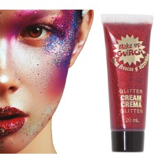 Maquillaje glitter rojo -Tus Disfraces Baratos